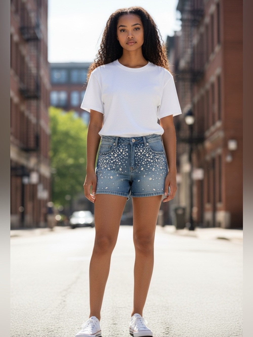 LC Lizette Collection Bedazzled Denim Shorts